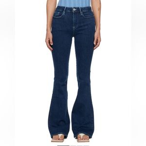 UNWORN Frame Flared Stretch Organic Cotton-Blended Denim Jeans in Blue S…